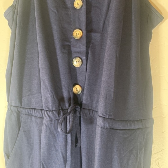 NWT KIRUNDO Women Spaghetti Strap V Neck Button Down Drawstring Waist Romper- L - Picture 2 of 6